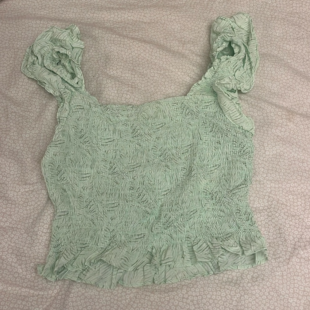 South Moon Under Green Ruffle Tank